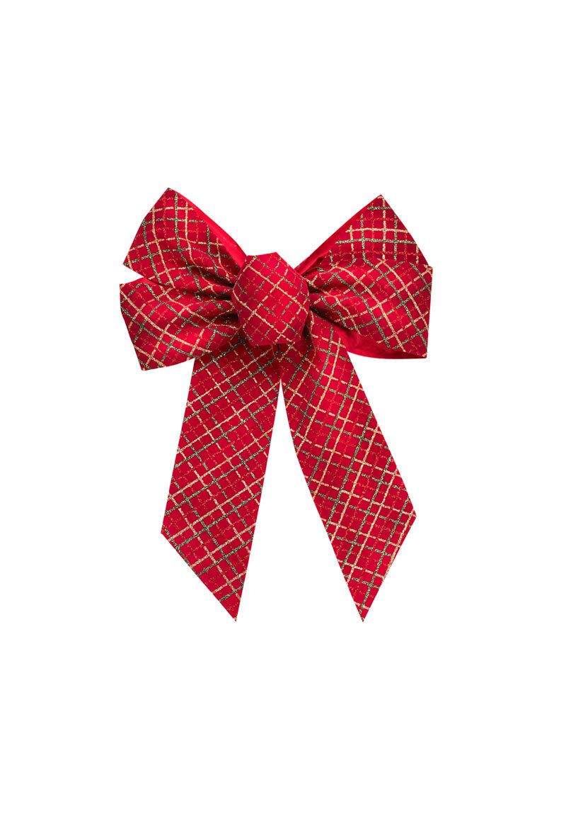 6060 - Glittered Christmas Plaid Bow – 5 Loop, 10" x 13"