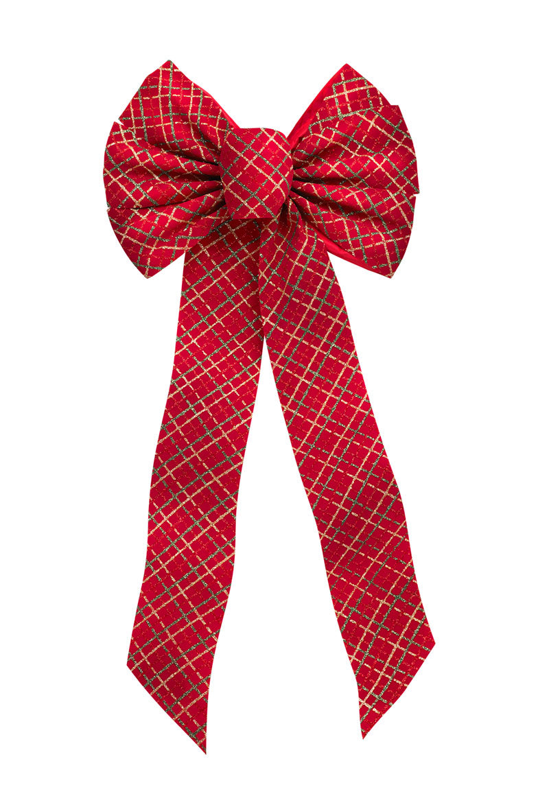 6061 - Glittered Christmas Plaid Bow – Festive & Elegant