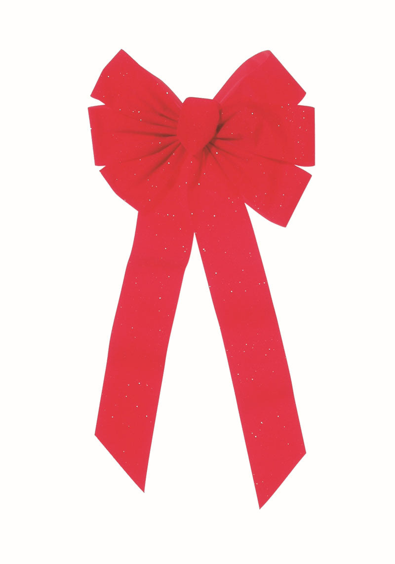 6072 - Red Velvet Gold Glittered Bow – 7 Loop, 12" x 26"