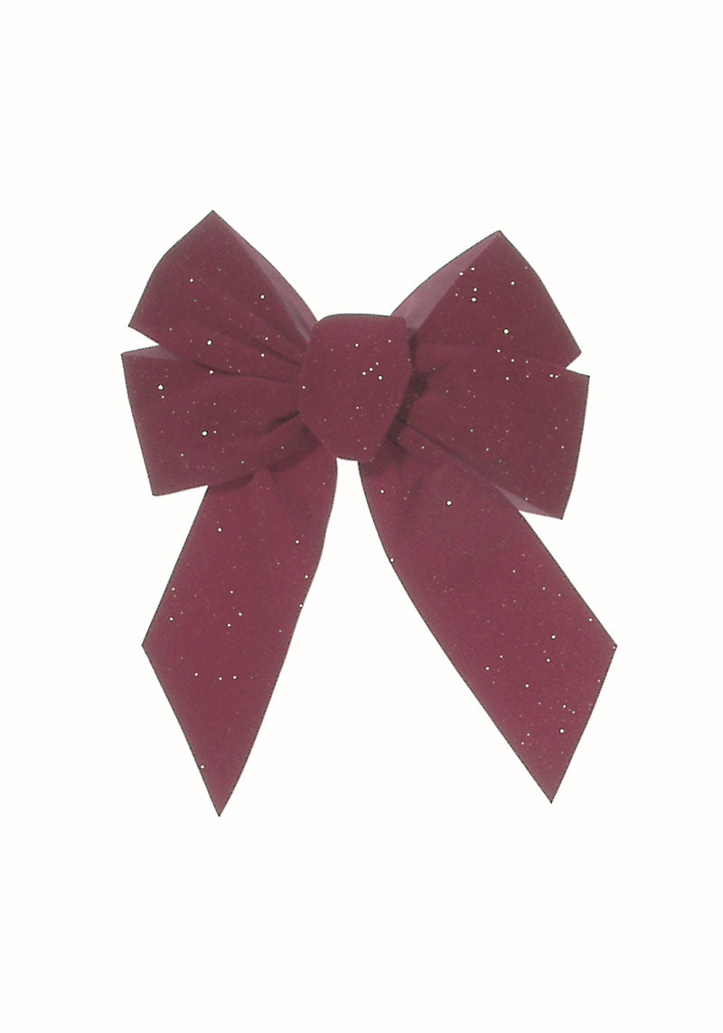 6076 - Burgundy Velvet Glittered Bow – 5 Loop, 10" x 13"
