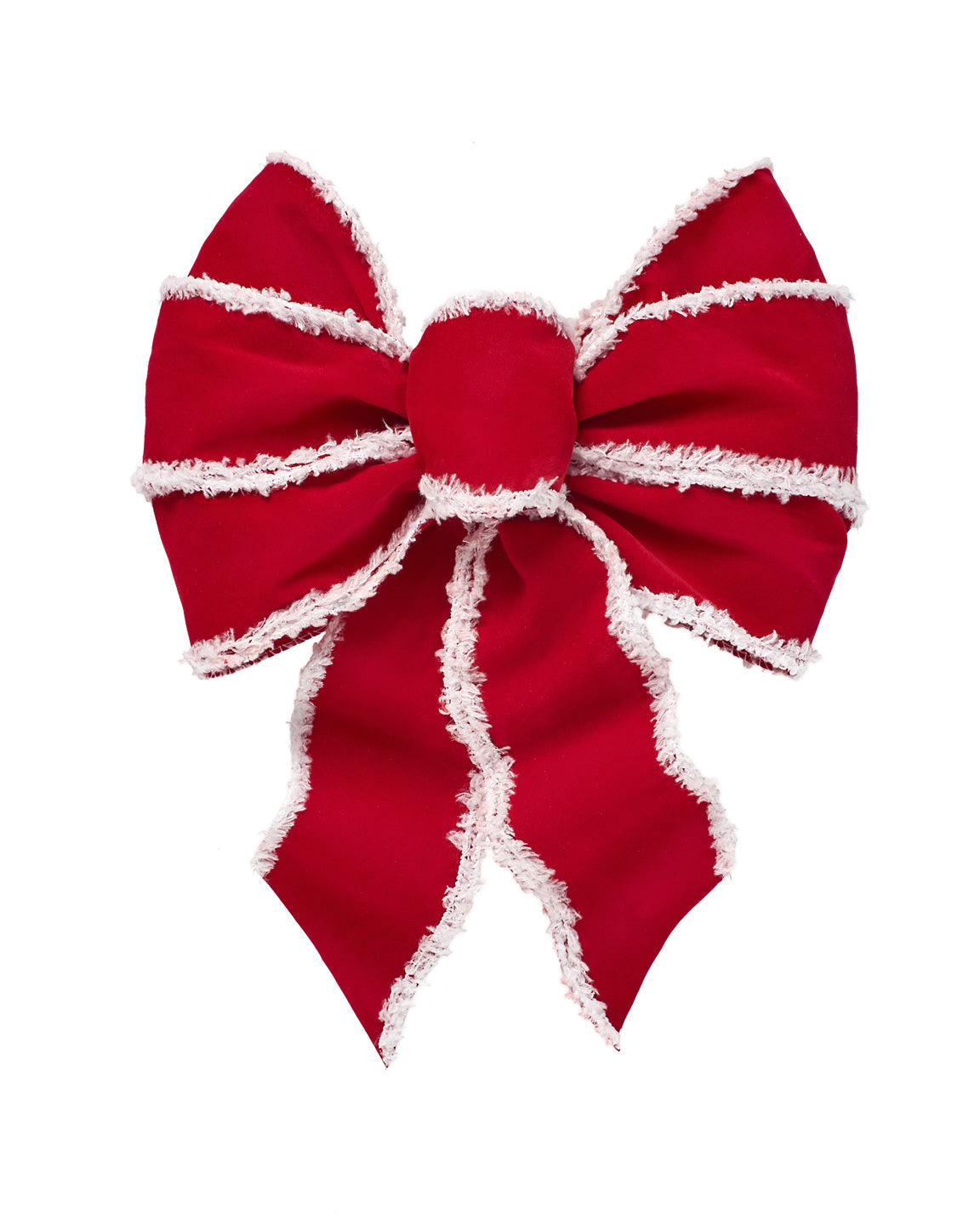 6115 - Santa’s Favorite Red Velvet w/ White Fur Trim Wired Bow, 7 Loop, 8.5" x 14"