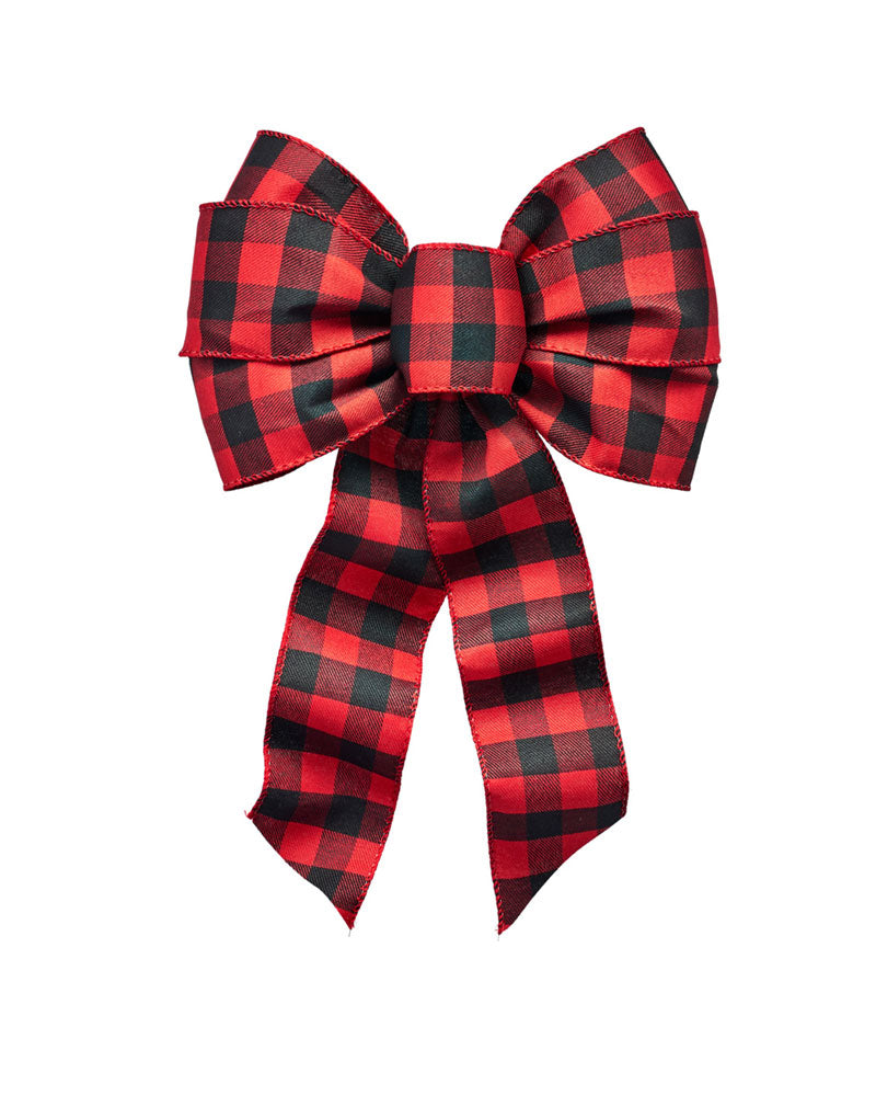 6212 - Deluxe Buffalo Plaid Bow – 7 Loop, 8.5" x 14"