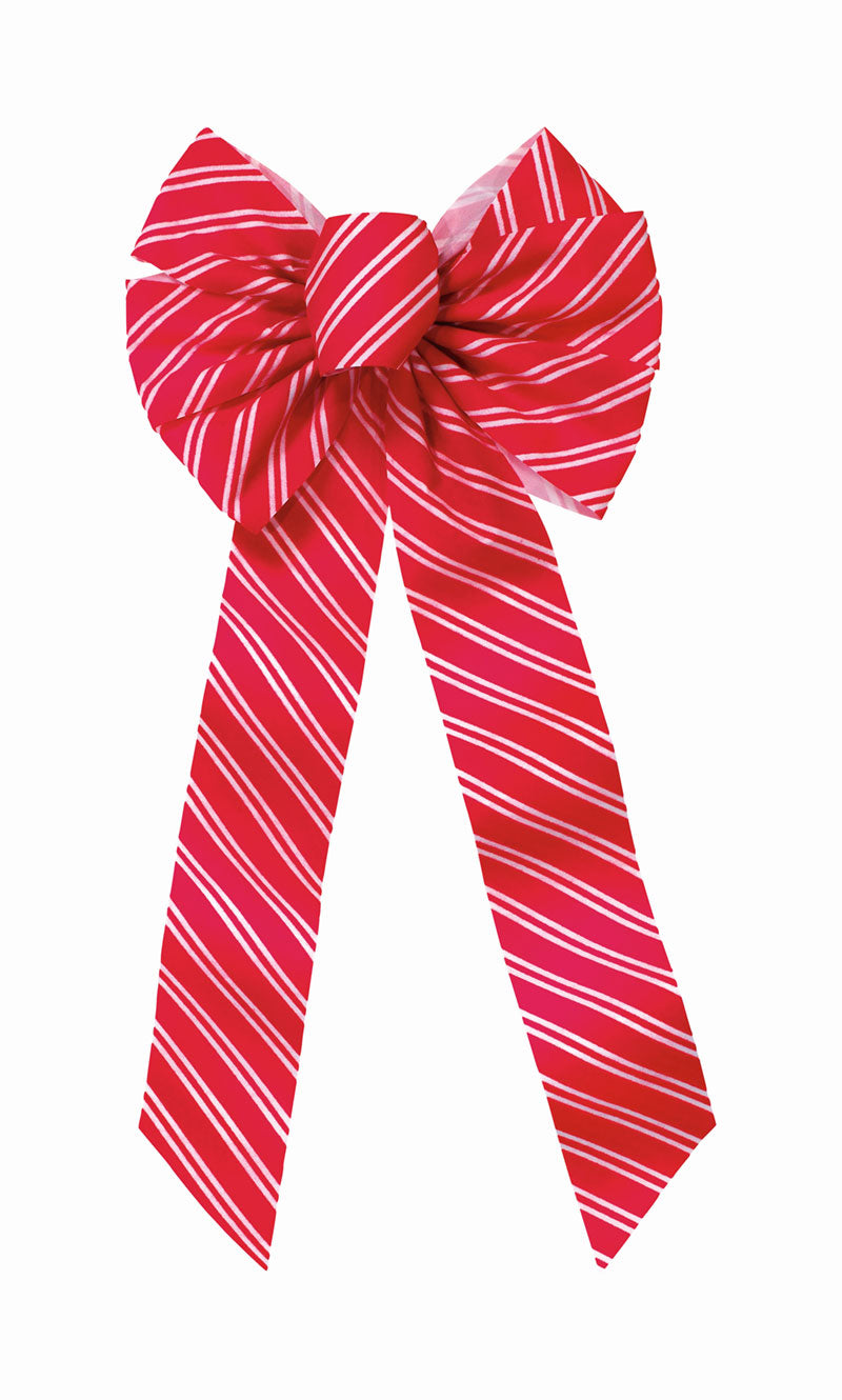 6599 - Candy Cane Velvet Striped Bow – 7 Loops, 10"x22"
