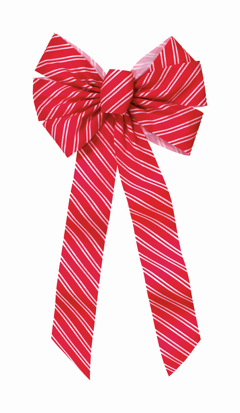 6600 - Candy Cane Velvet Striped Bow – 7 Loops, 12"x26"