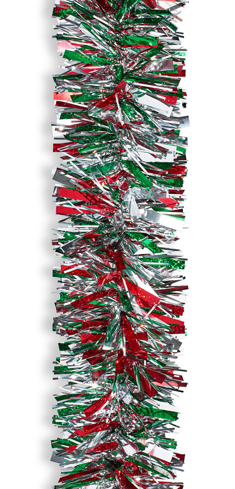 3581102 - Deluxe Deco Garland 4" x 10' Laser Red-Gr/Silver