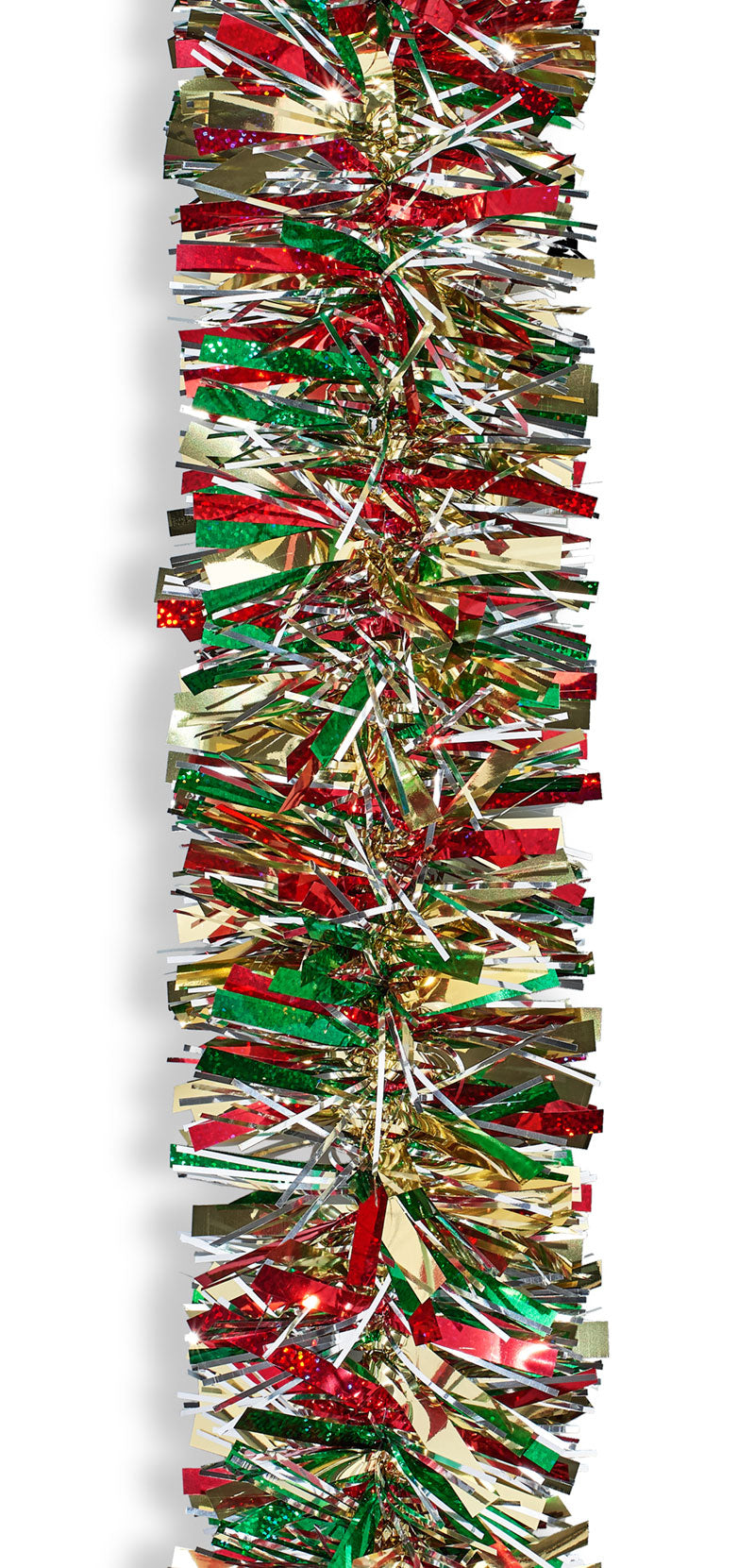 3581103 - Deluxe Deco Garland 4" x 10' Laser Red-Gr/M Gold/Silver