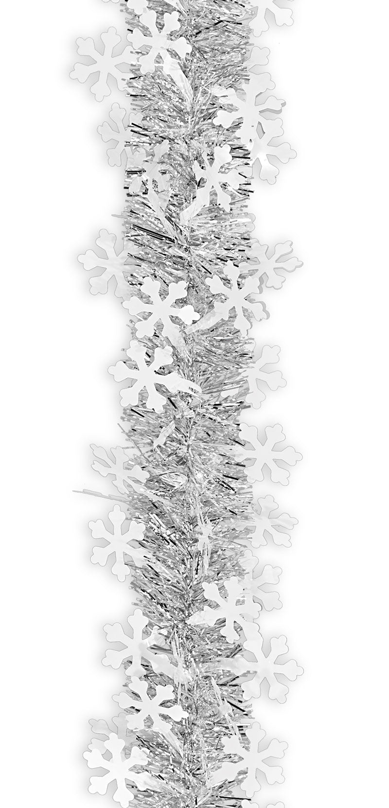 3686013 - Silver Snow w/ White Snowflakes 3.5" x 12' Garland