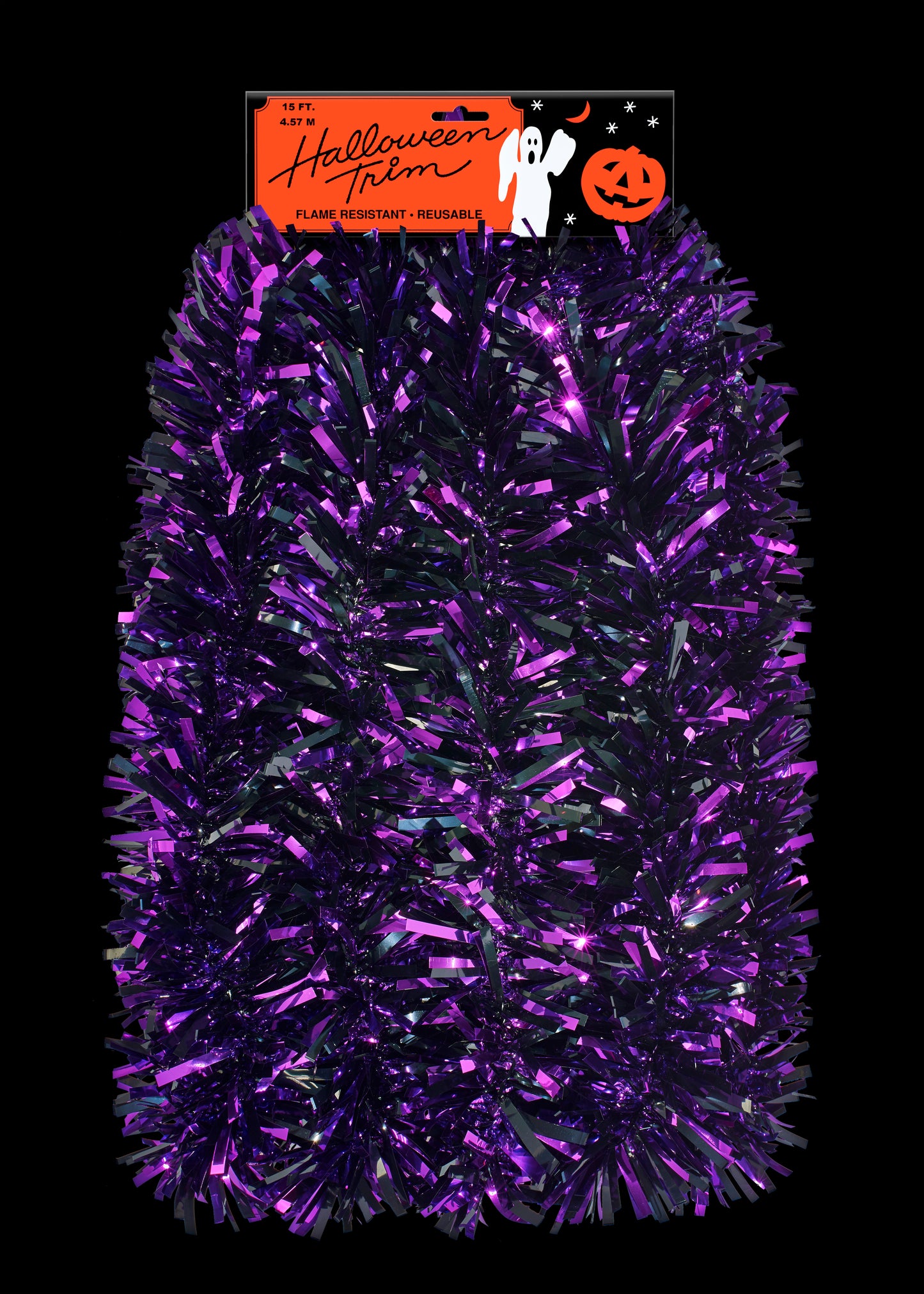 7611 Halloween Garland, 4" x 15' Balck/Purple